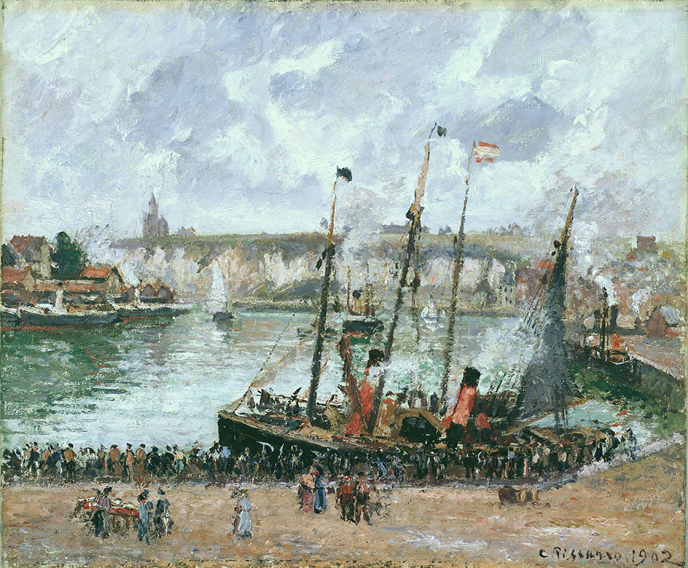 Camille Pissarro The Inner Harbor, Dpeppe - High Tide, Morning, Grey Weather, 1902 oil painting reproduction