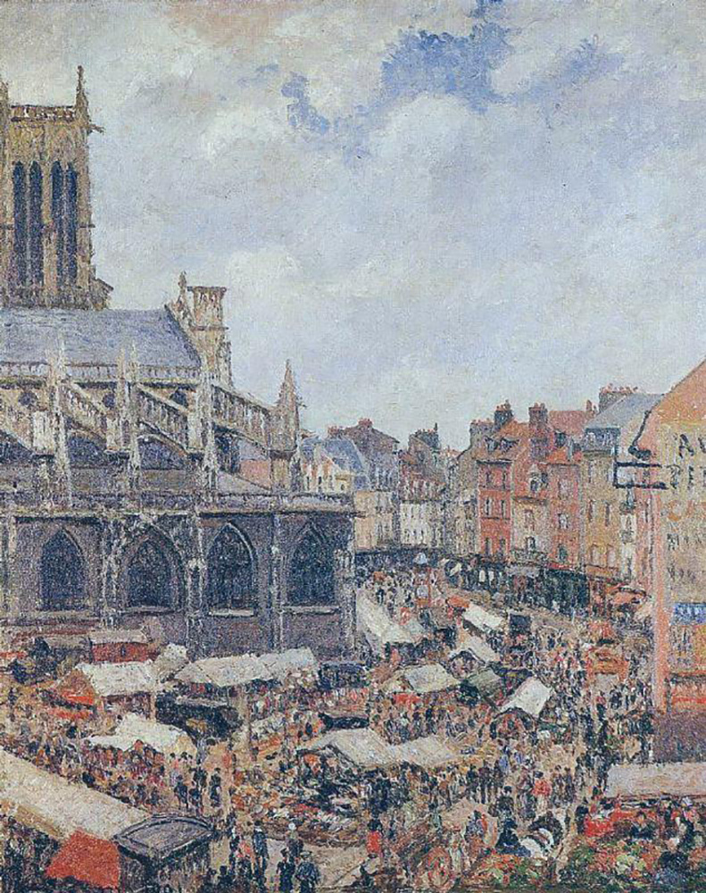 Camille Pissarro The Market by the Church of Saint-Jacques, Dieppe, 1901 oil painting reproduction