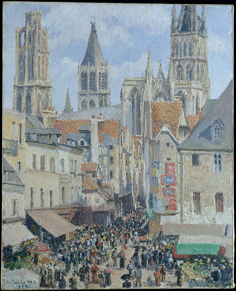 Camille Pissarro The Old Market and the Street of Epicerie in Rouen (Effect of Sunlight), 1898 oil painting reproduction