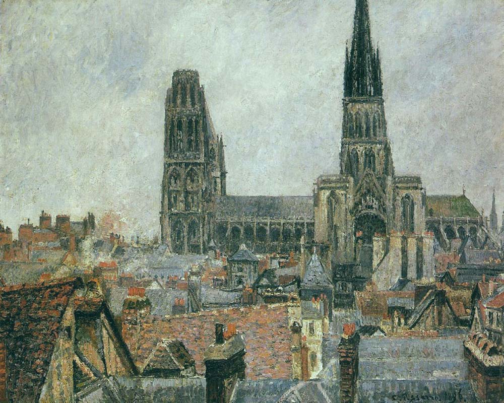 Camille Pissarro The Roofs of Old Rouen - Grey Weather, 1896 oil painting reproduction