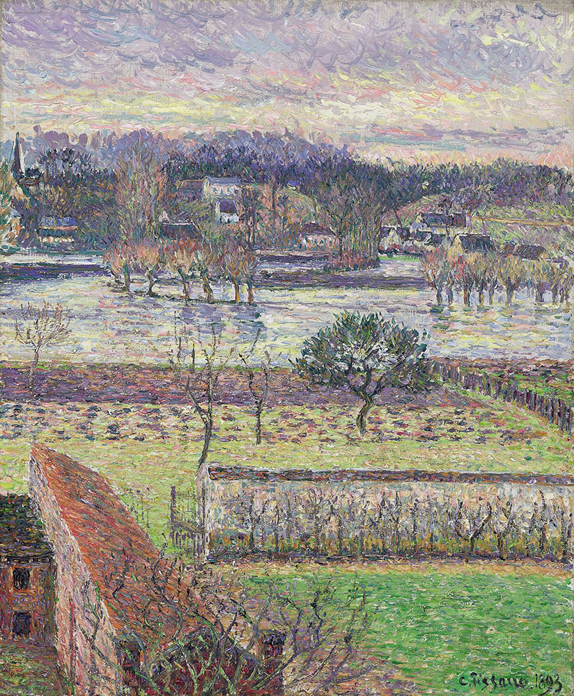 Camille Pissarro View from the Artist`s Window, Flood, Evening Effect, Eragny, 1893 oil painting reproduction