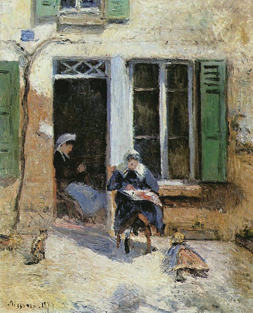 Camille Pissarro Woman and Child Doing Needlework, 1877 oil painting reproduction