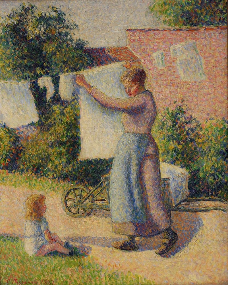 Camille Pissarro Woman Weigting Out Bedding, 1887 oil painting reproduction