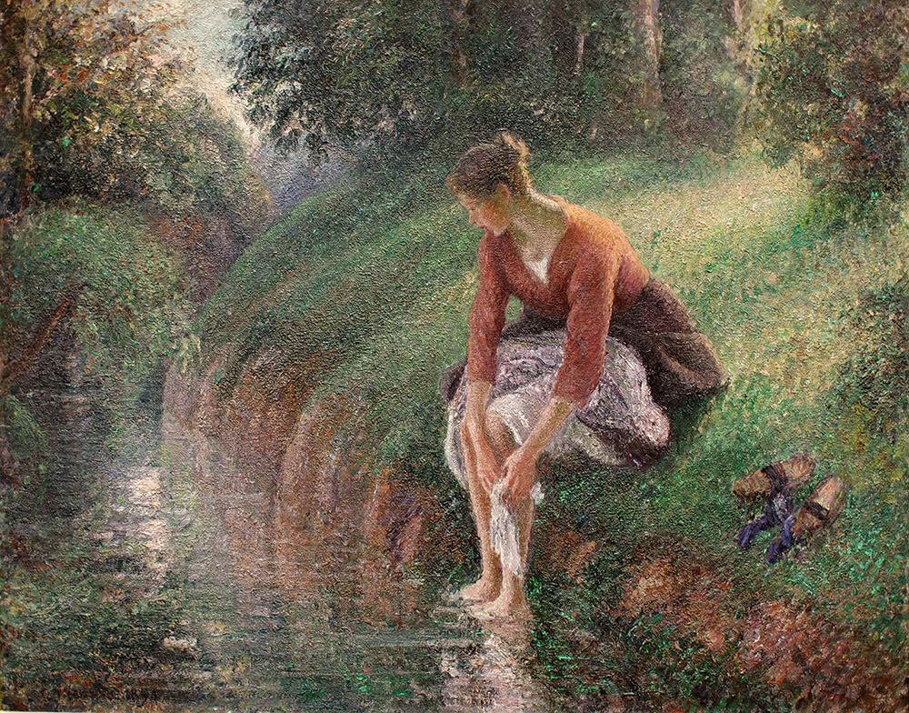 Camille Pissarro Young Woman Bathing Her Feet, 1895 oil painting reproduction