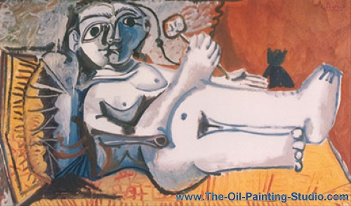 Pablo Picasso Reclining Woman with a Cat oil painting reproduction