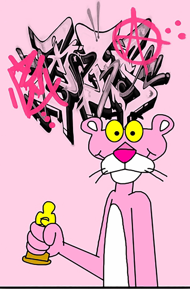 Comic Book Heroes Art - Pink Panther - Pink Panther Spray painting for sale Pink3