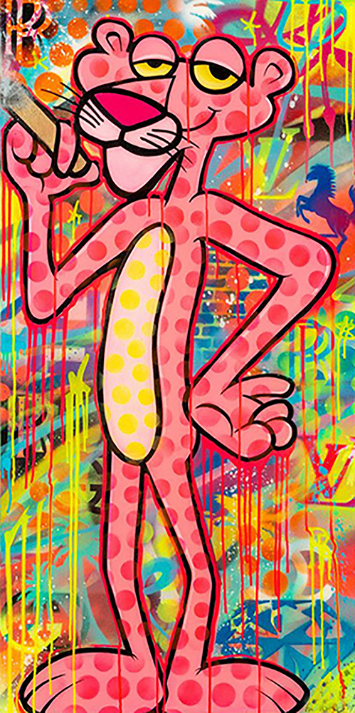 Comic Book Heroes Art - Pink Panther - Pink Panther Graffiti 2 painting for sale Pink4