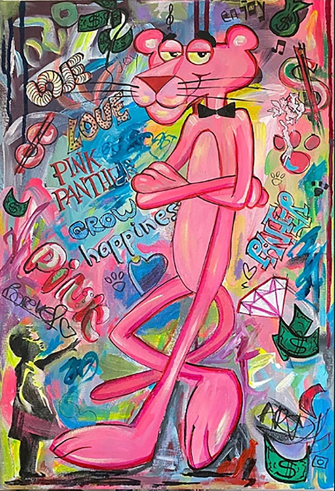 Comic Book Heroes Art - Pink Panther - Pink Panther Graffiti 4 painting for sale Pink8