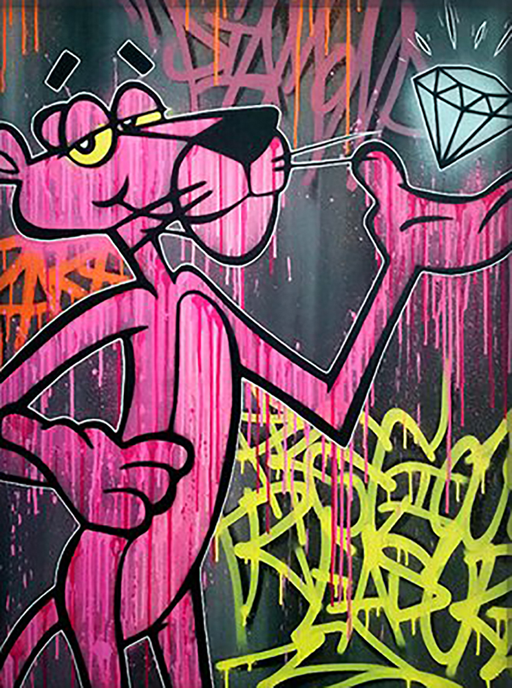 Comic Book Heroes Art - Pink Panther - Pink Panther Graffiti 5 painting for sale Pink9