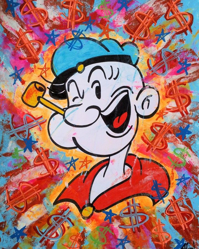 Comic Book Heroes Art - Popeye - Popeye Smokes Pipe painting for sale Popeye1