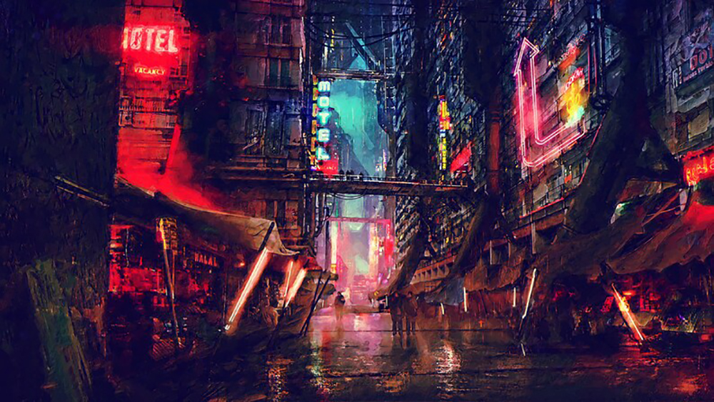 Cyberpunk Art - Cyberpunk Cityscape 2 painting for sale Punk2