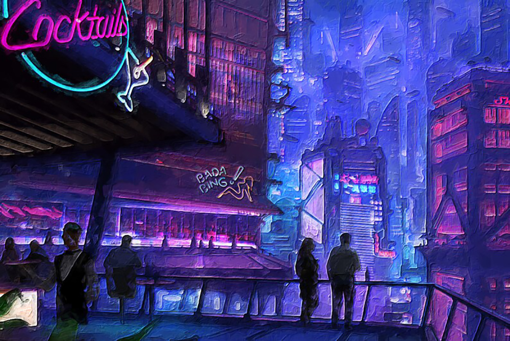 Cyberpunk Art - Cyberpunk Cityscape 3 painting for sale Punk3