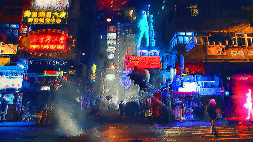 Cyberpunk Art - Cyberpunk Cityscape 4 painting for sale Punk4