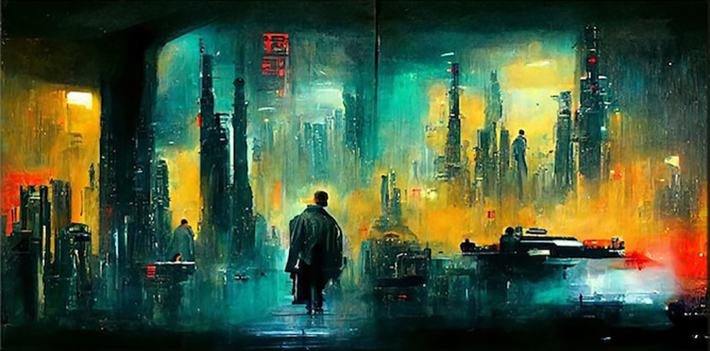 Cyberpunk Art - Cyberpunk Cityscape 5 painting for sale Punk7