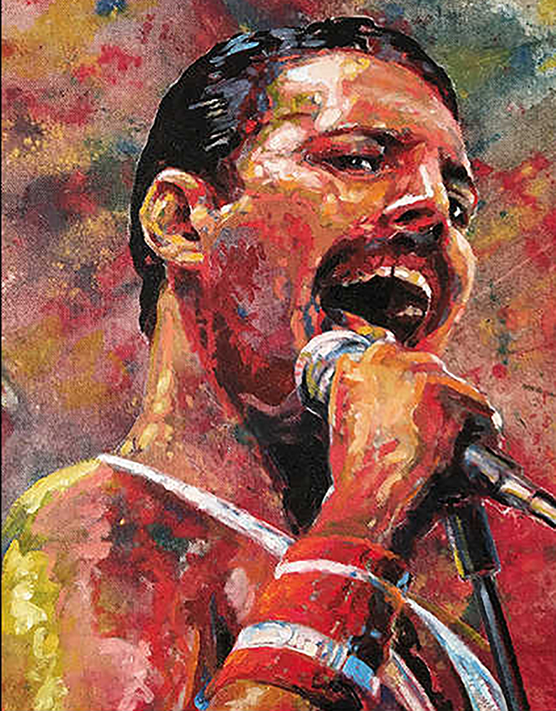 Pop and Rock Portraits - Rock - Freddie Mercury painting for sale Queen1