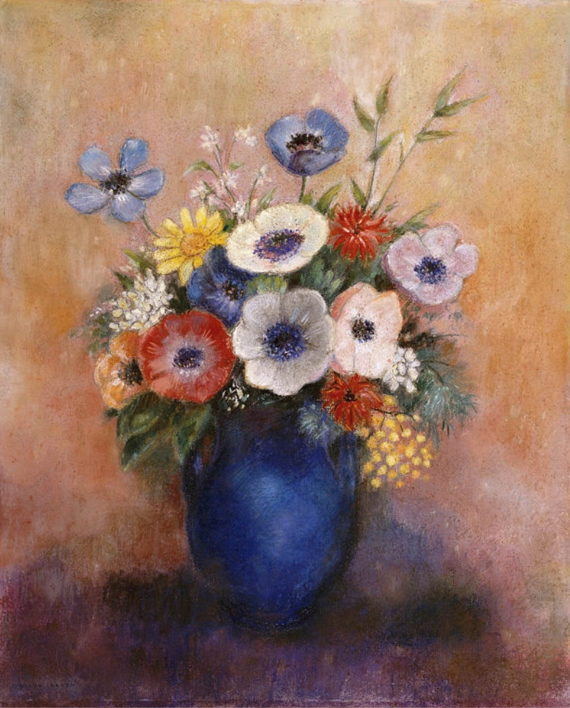 Odilon Redon Bouquet of Flowers in a Blue Vase 03 oil painting reproduction