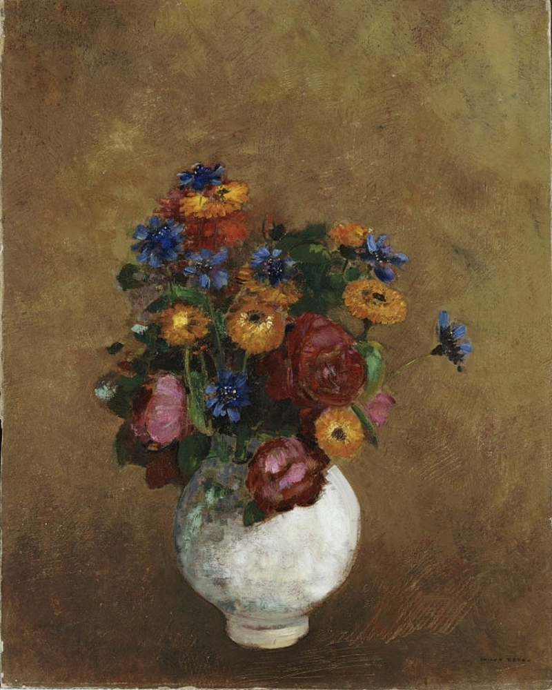 Odilon Redon Bouquet of Flowers in a White Vase oil painting reproduction