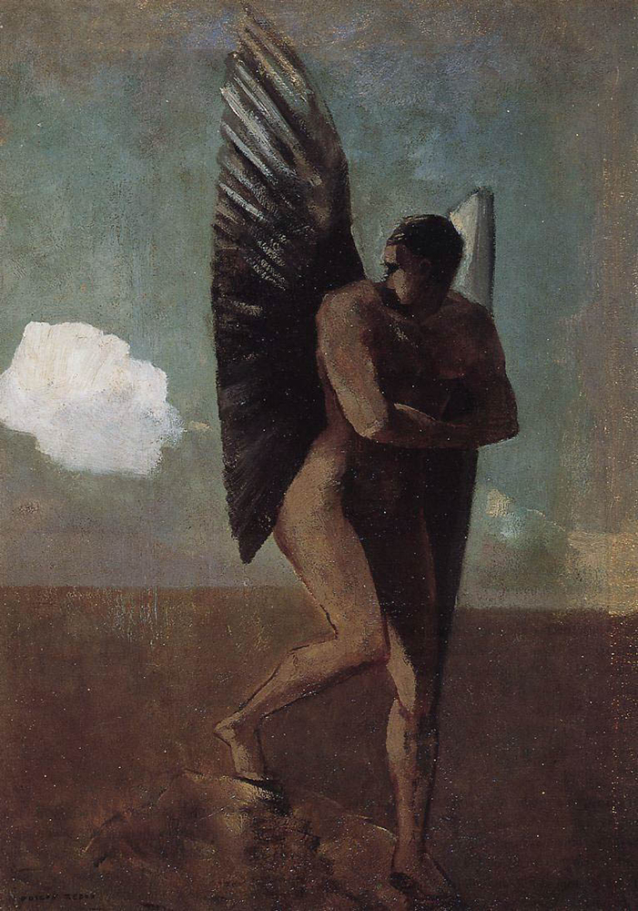 Odilon Redon Fallen Angel Looking at Cloud, 1875 oil painting reproduction