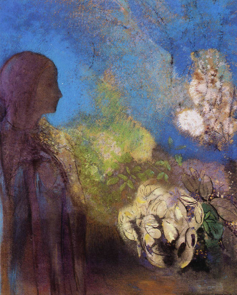 Odilon Redon Girl with Chrysanthemums, 1905 oil painting reproduction