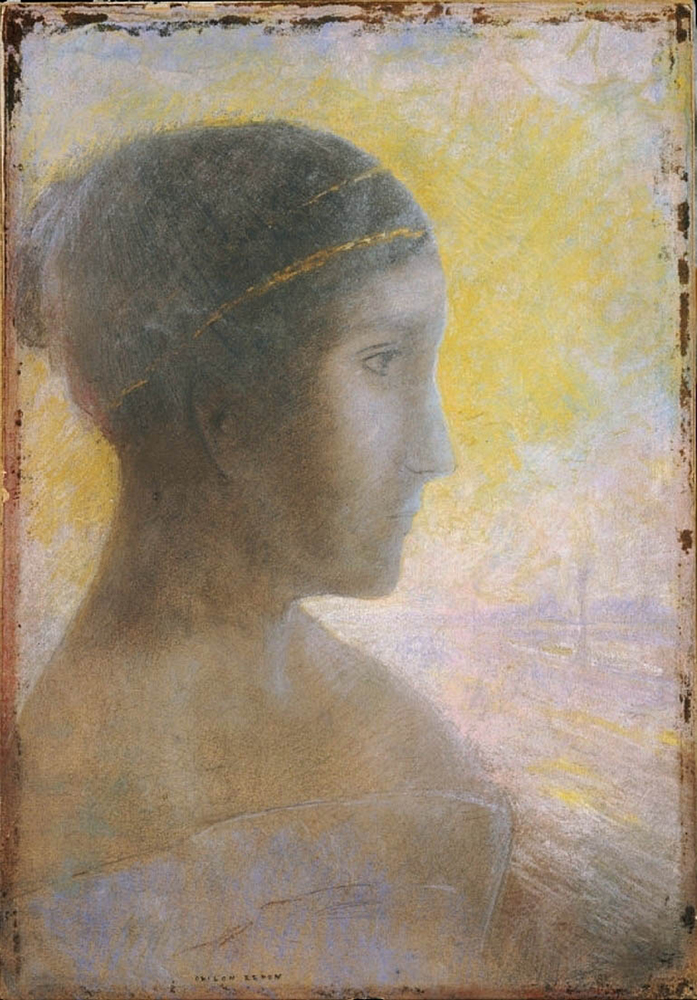 Odilon Redon Head of a Young Woman in Profile, 1895 oil painting reproduction