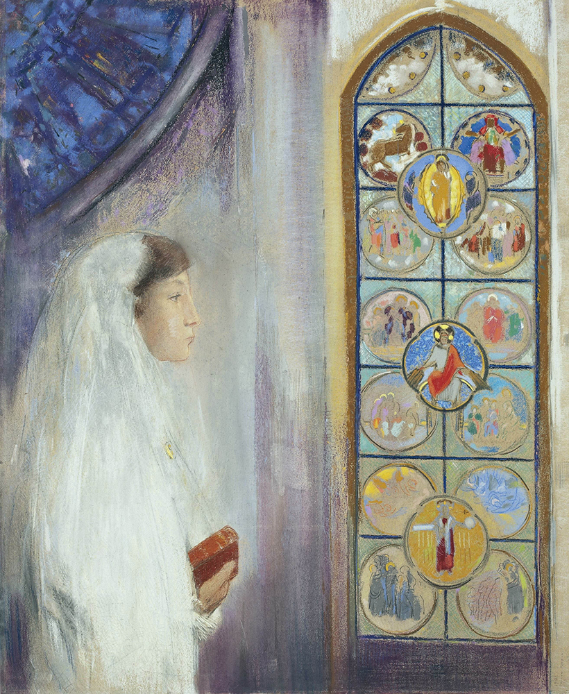 Odilon Redon Portrait of Simone Fayet in Holy Communion, 1908 oil painting reproduction