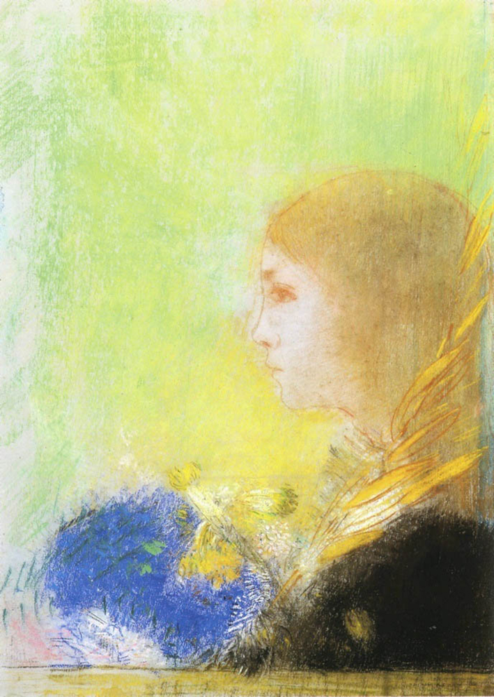 Odilon Redon Profile of a Young Girl, 1800 oil painting reproduction