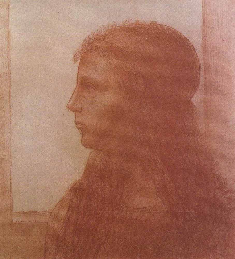 Odilon Redon Profile of a Young Woman, 1890 oil painting reproduction