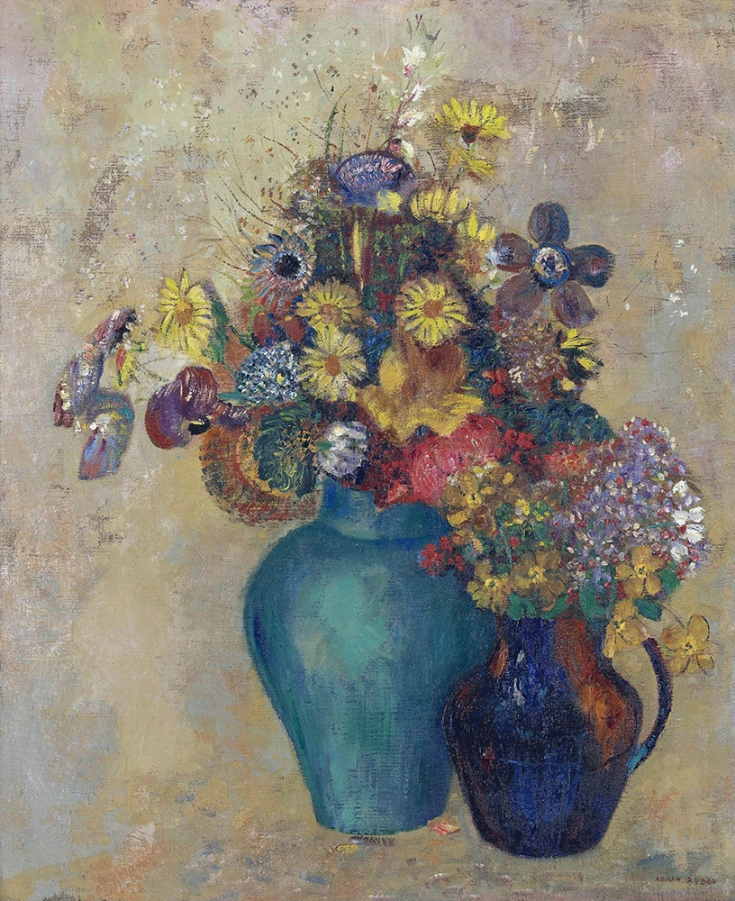 Odilon Redon Two Vases with Flowers, 1905 oil painting reproduction