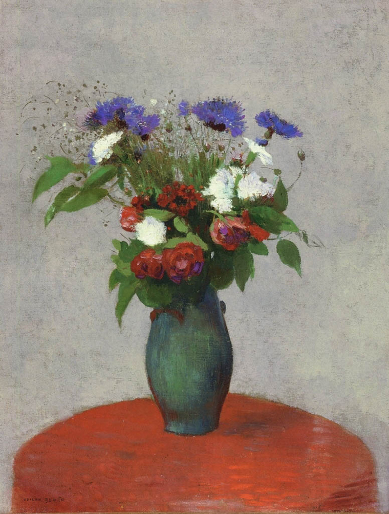 Odilon Redon Vase of Flowers on a Red Tablecloth, 1900-01 oil painting reproduction