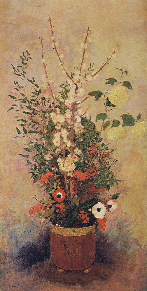 Odilon Redon Vase of Flowers with Branches of a Flowering Apple Tree, 1905-06 oil painting reproduction