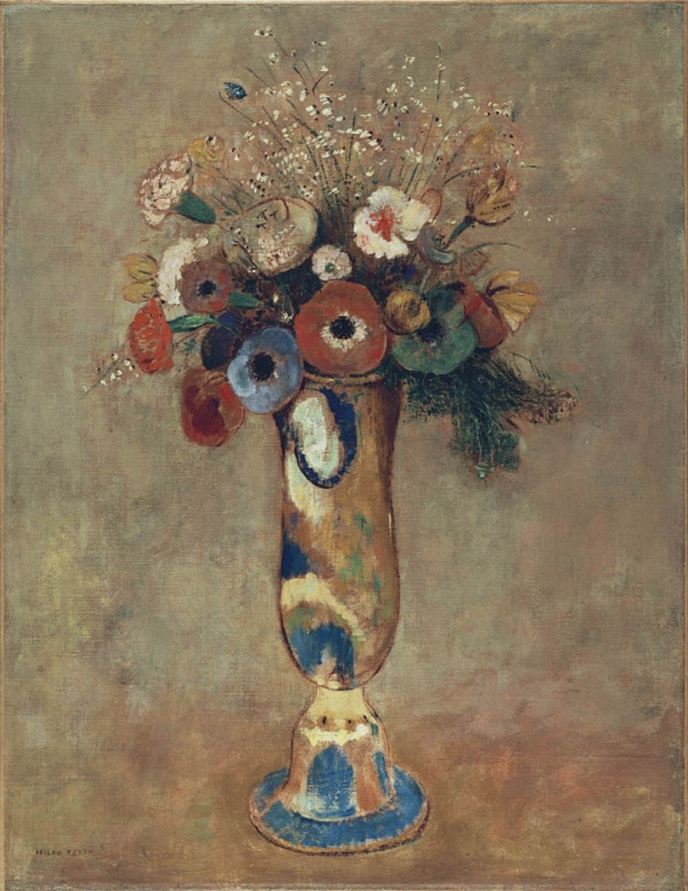Odilon Redon Wild Flowers in a Long-Necked Vase, 1912 oil painting reproduction