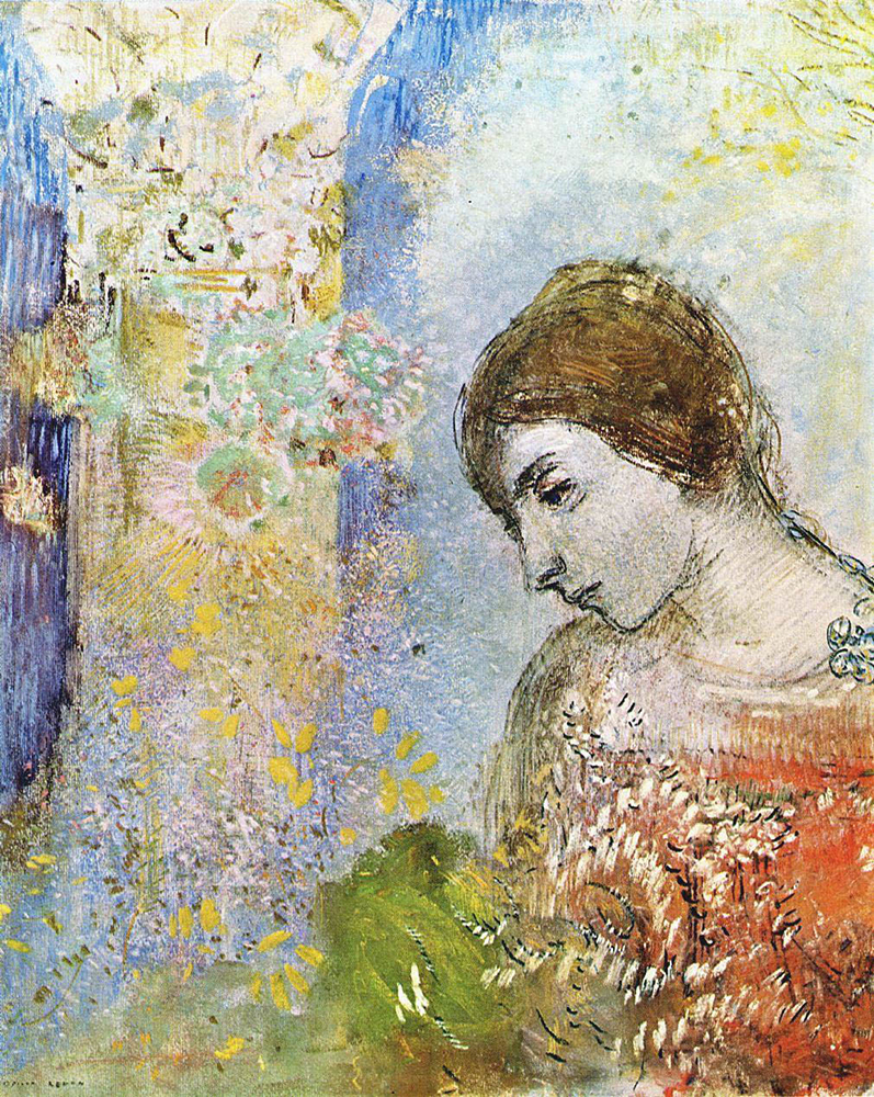 Odilon Redon Woman with Pillar of Flowers, 1903 oil painting reproduction