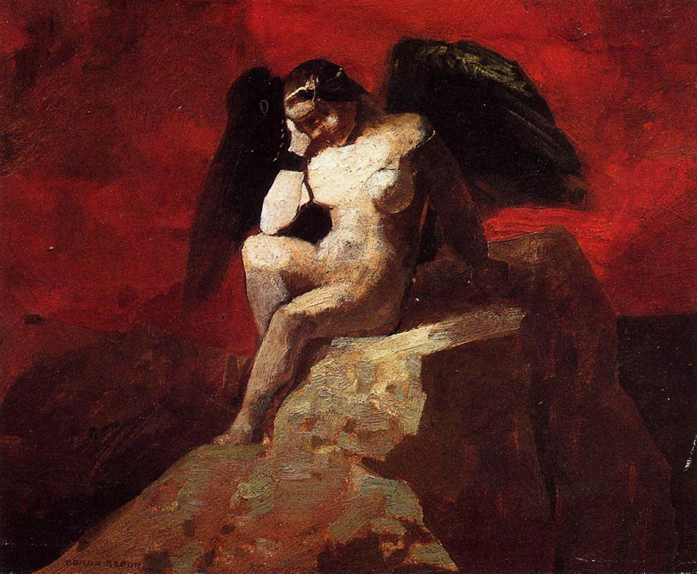 Odilon Redon Angel in Chains, 1875 oil painting reproduction