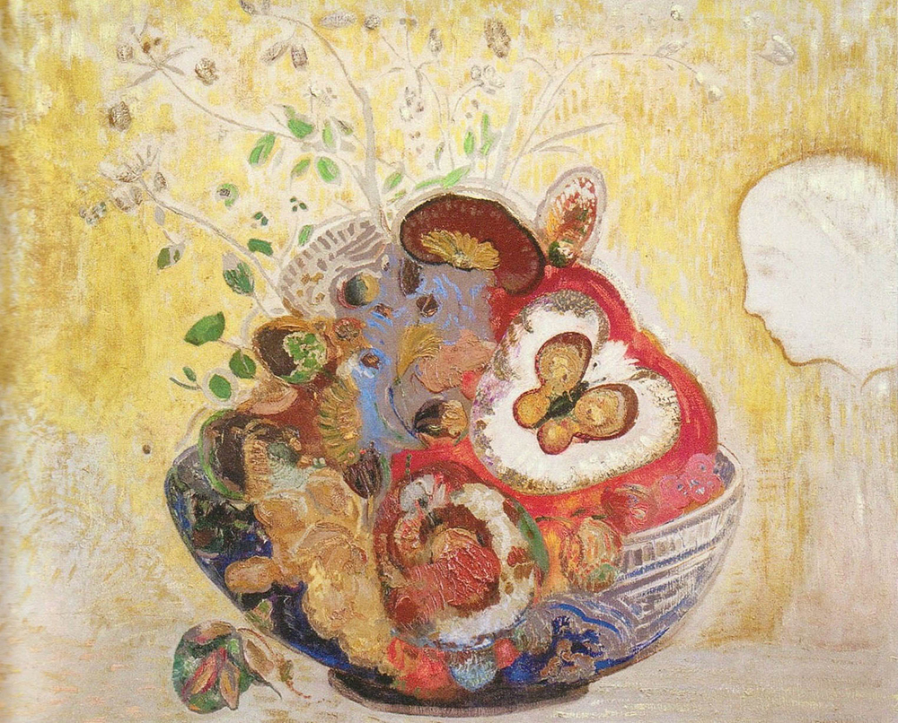 Odilon Redon Vase of Flowers and Profile oil painting reproduction