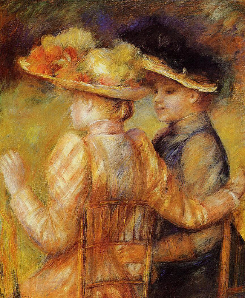 Pierre-Auguste Renoir Two Women in a Garden - 1895 oil painting reproduction