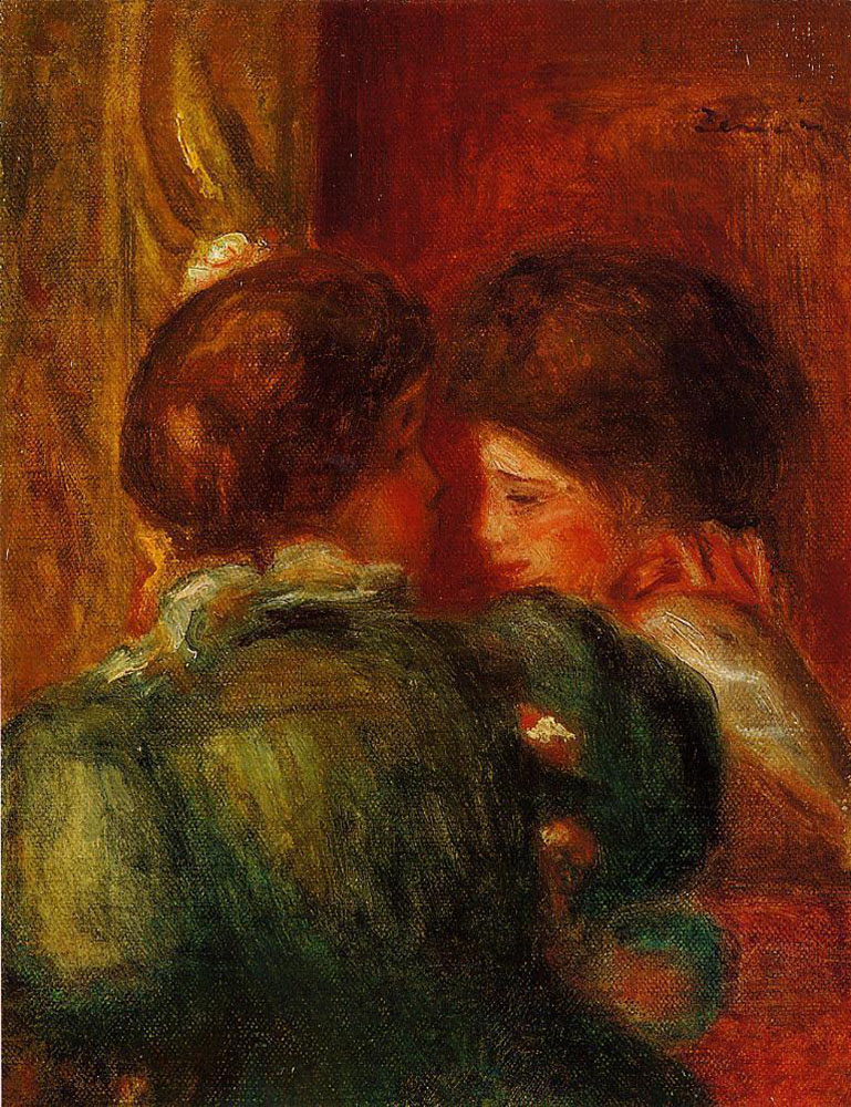 Pierre-Auguste Renoir Two Women's Heads (also known as The Loge) - 1903 oil painting reproduction
