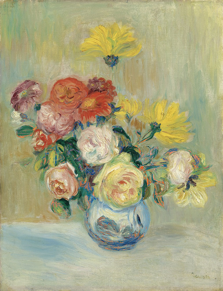 Pierre-Auguste Renoir Vase of Roses and Dahlias, 1883-84 oil painting reproduction