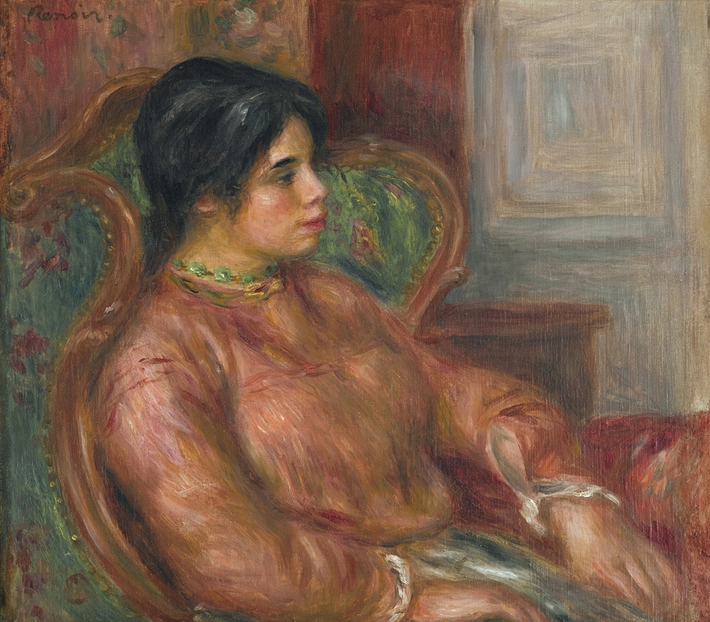 Pierre-Auguste Renoir Woman at Green Armchair, 1800 oil painting reproduction