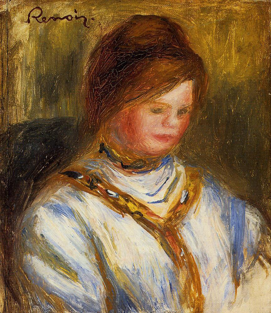 Pierre-Auguste Renoir Woman in a Blue Blouse, 1906 oil painting reproduction