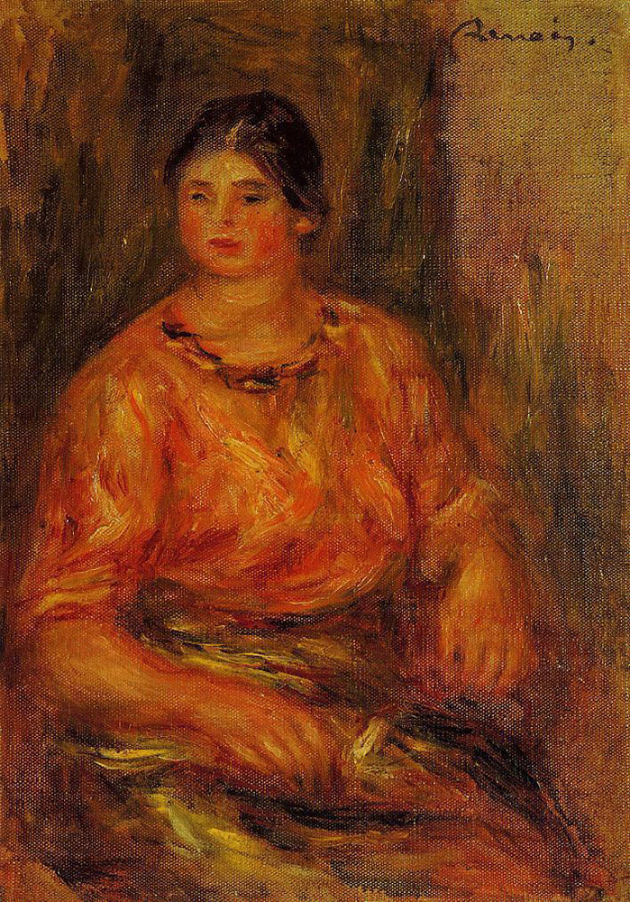 Pierre-Auguste Renoir Woman in a Red Blouse, 1914 oil painting reproduction