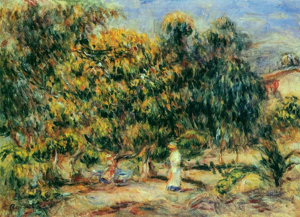 Pierre-Auguste Renoir Woman in White in the Garden at Colettes oil painting reproduction
