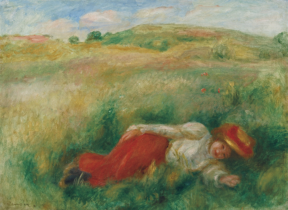 Pierre-Auguste Renoir Woman Laying on the Grass, 1899 oil painting reproduction