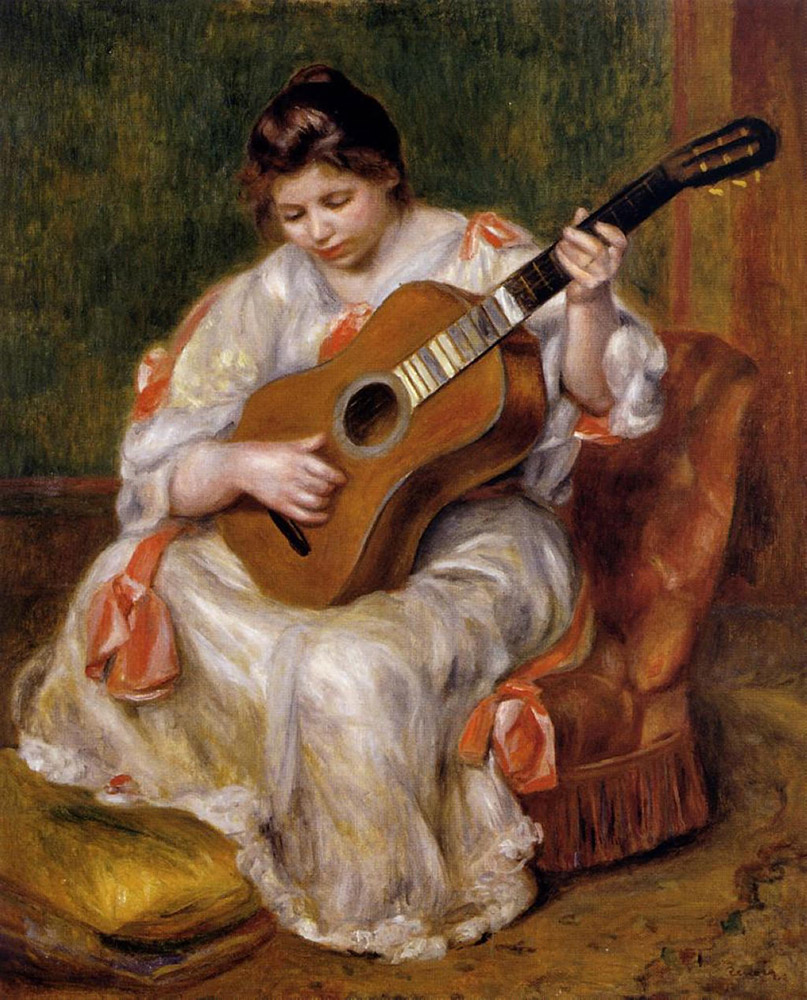 Pierre-Auguste Renoir Woman Playing the Guitar, 1896 oil painting reproduction