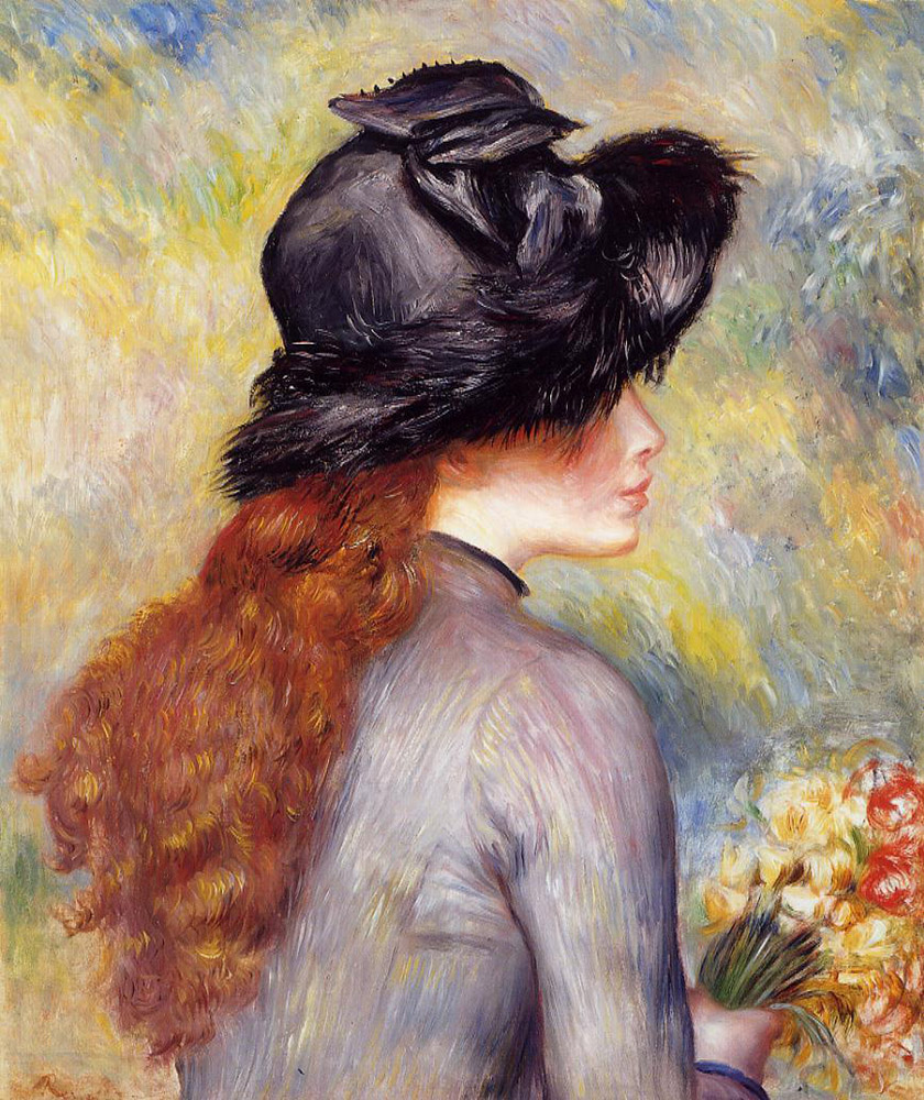 Pierre-Auguste Renoir Young Girl Holding at Bouquet of Tulips, 1878 oil painting reproduction
