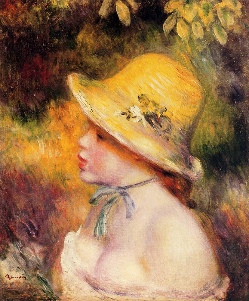 Pierre-Auguste Renoir Young Girl in a Straw Hat, 1890 oil painting reproduction