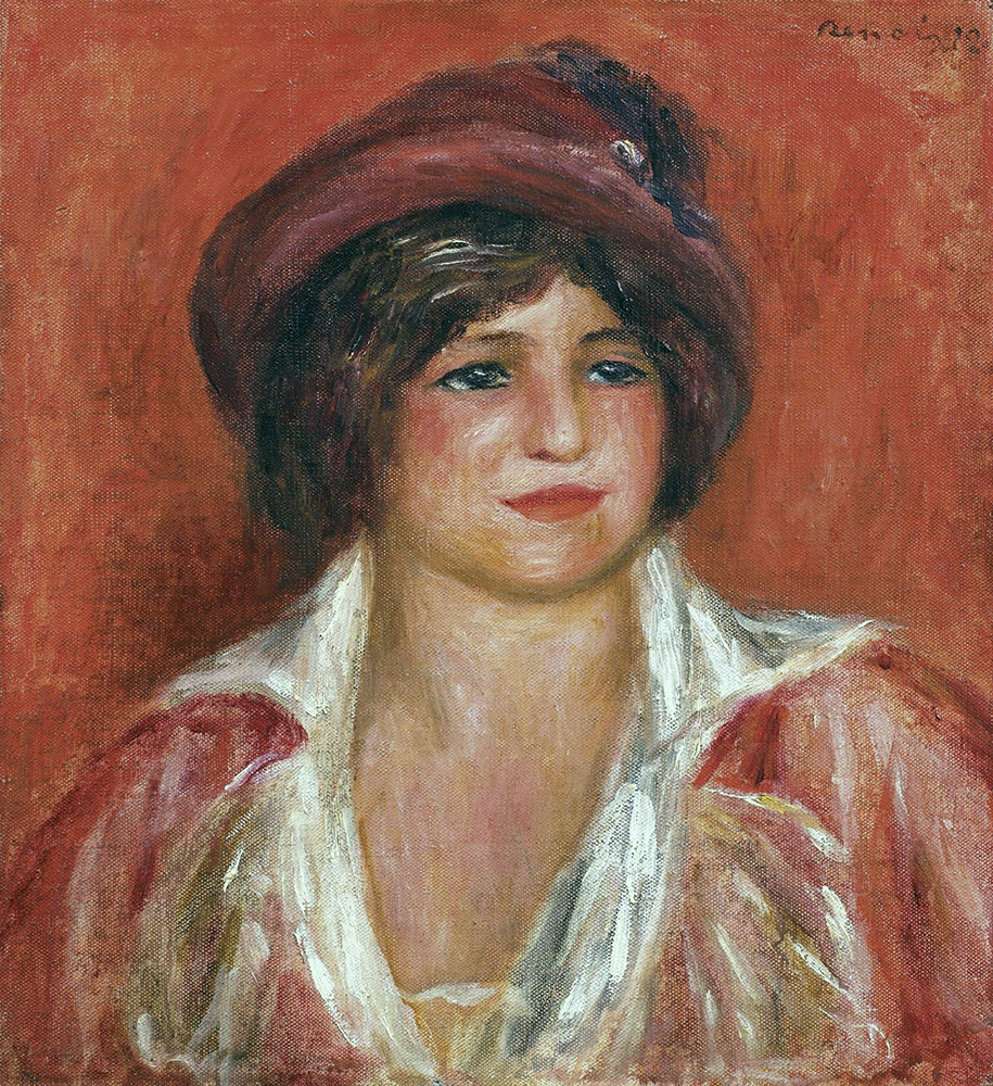 Pierre-Auguste Renoir Young Woman in a Hat, 1912 oil painting reproduction