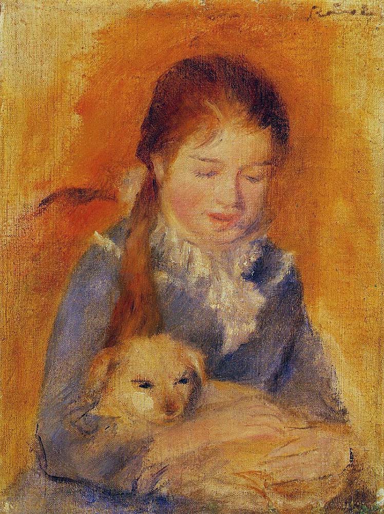 Pierre-Auguste Renoir Girl with a Dog, 1875 oil painting reproduction