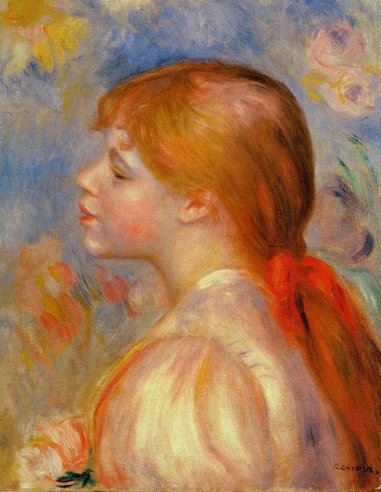 Pierre-Auguste Renoir Girl with a Red Hair Ribbon, 1891 oil painting reproduction