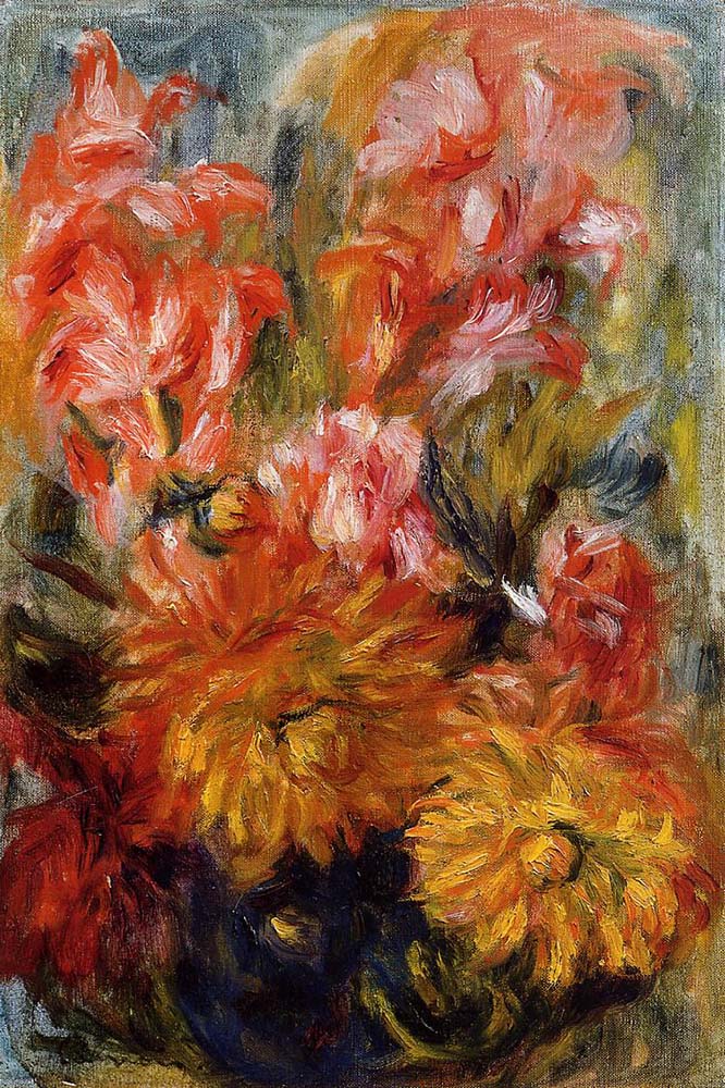 Pierre-Auguste Renoir Gladiolas in a Blue Vase oil painting reproduction