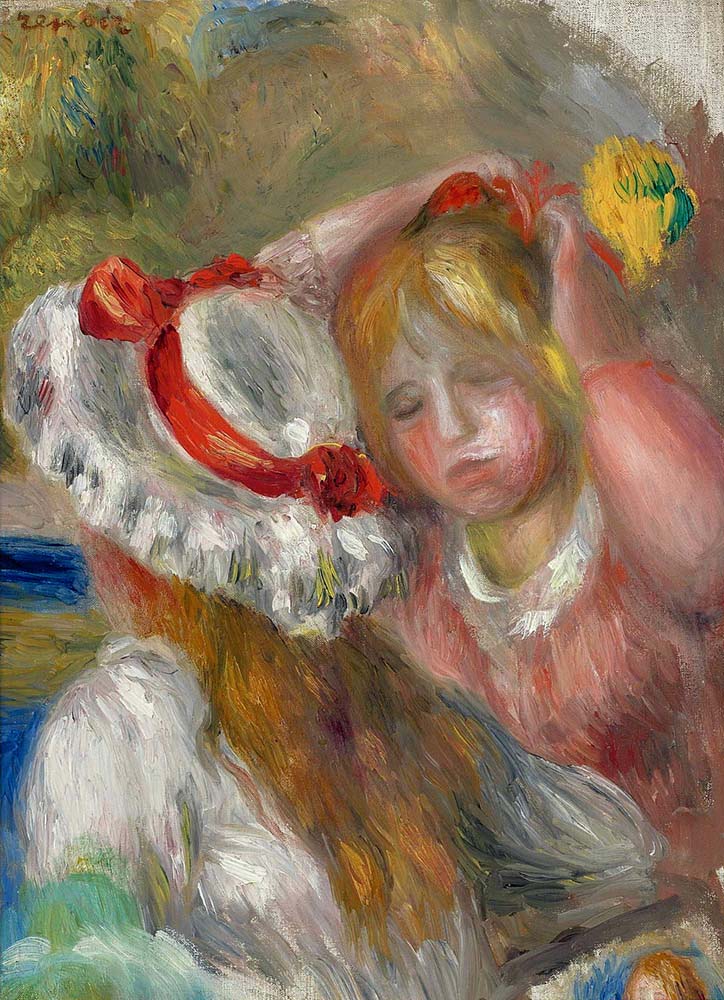 Pierre-Auguste Renoir Hat with Red Ribbon, 1895 oil painting reproduction